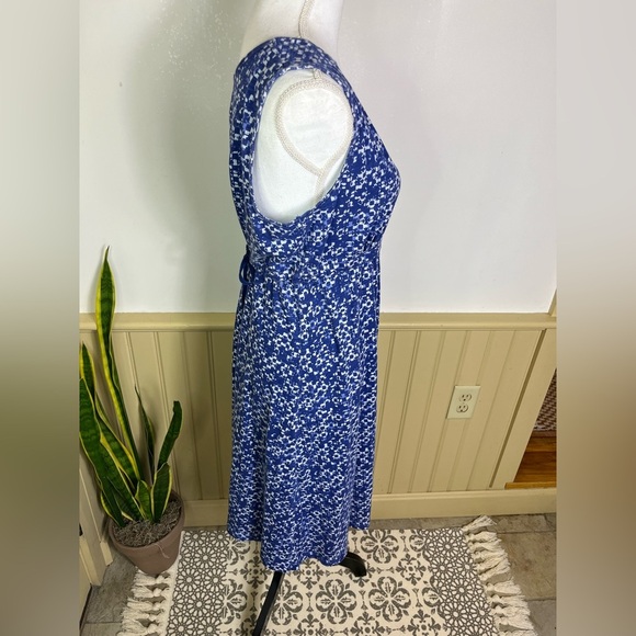 Y2K Vintage Eddie Bauer Cotton Babydoll Midi Dress L Blue Minimalist Cottagecore - Picture 9 of 12